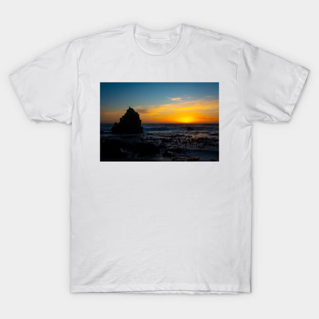 Sun Setting Into The Pacific Ocean T-Shirt by photogarry